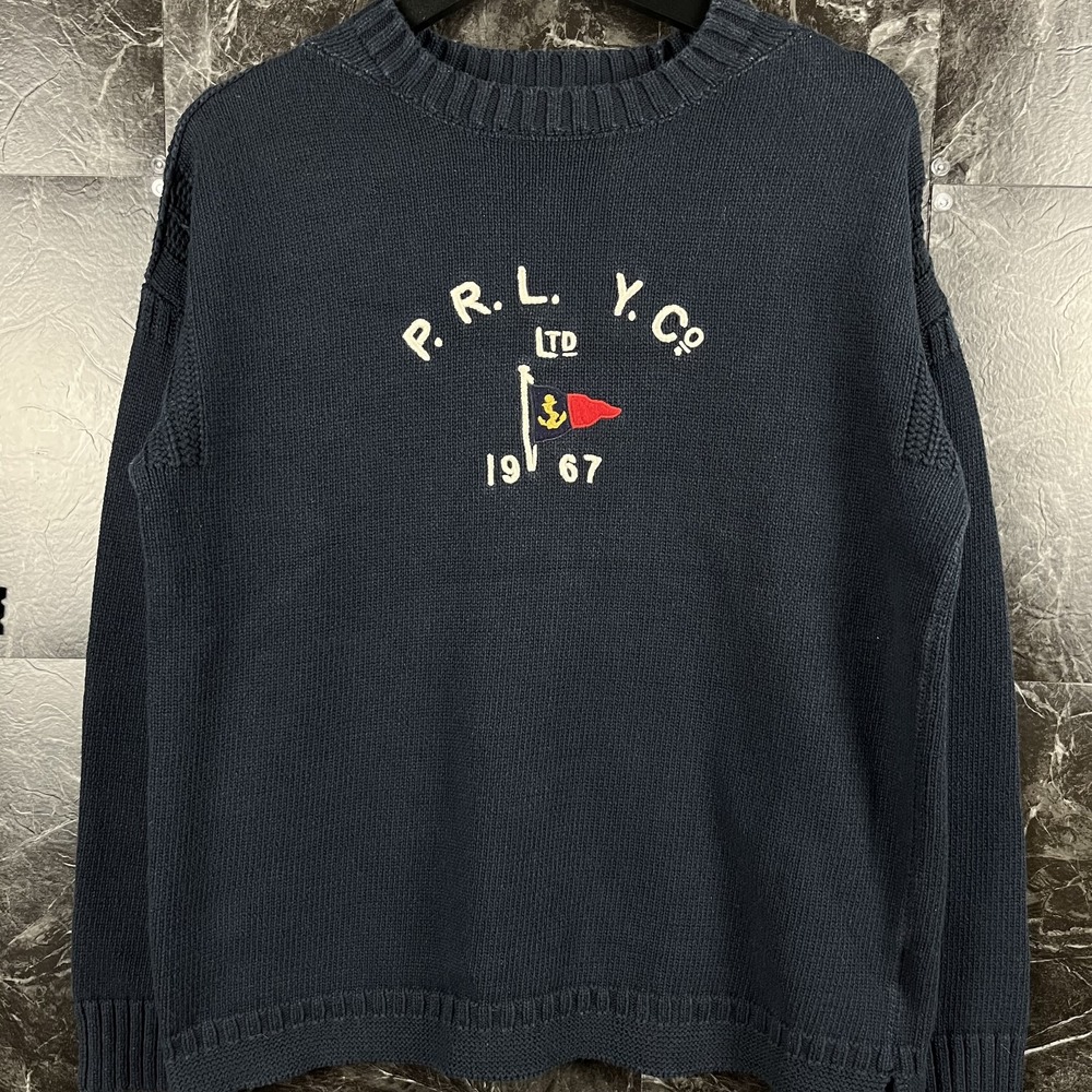 Polo Ralph Lauren Men's Blue Vtg Yacht Club Knit Sweater Fits Medium